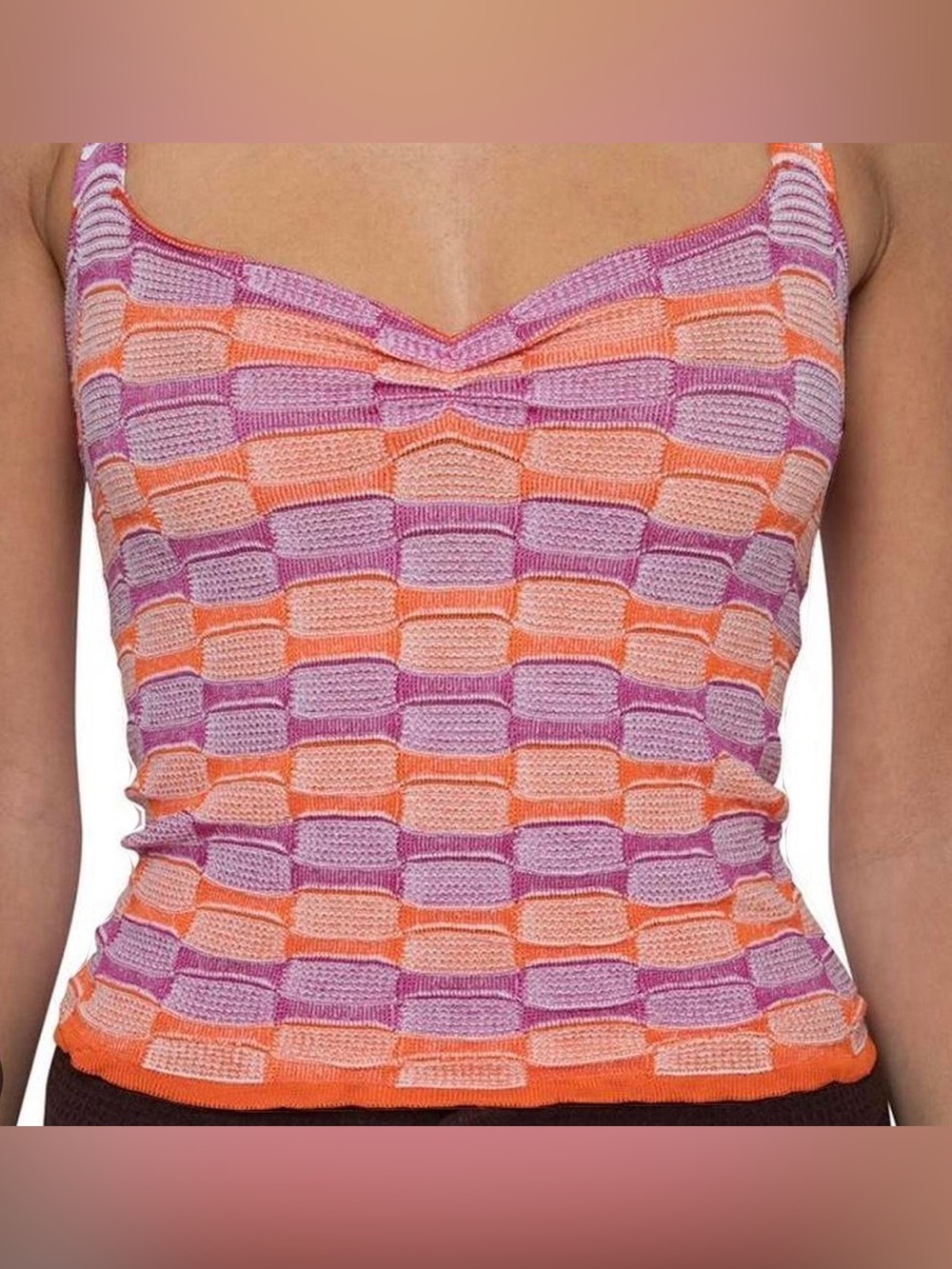 Gimaguas Women’s Pink & Orange Knit Camisole Halter Top